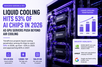 Liquid cooling reaches 53% of AI chips in 2026 as GPU servers move beyond air cooling