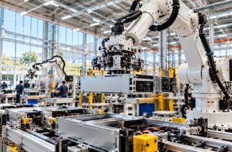 AI server manufacturing in India illustrated by an automated assembly line producing high-density server hardware