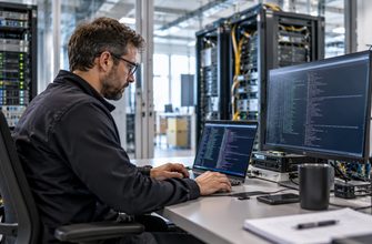 Linux systems administrator working at a server maintenance workstation, preparing security updates for two critical PHP vulnerabilities rated CVSS 9.2.